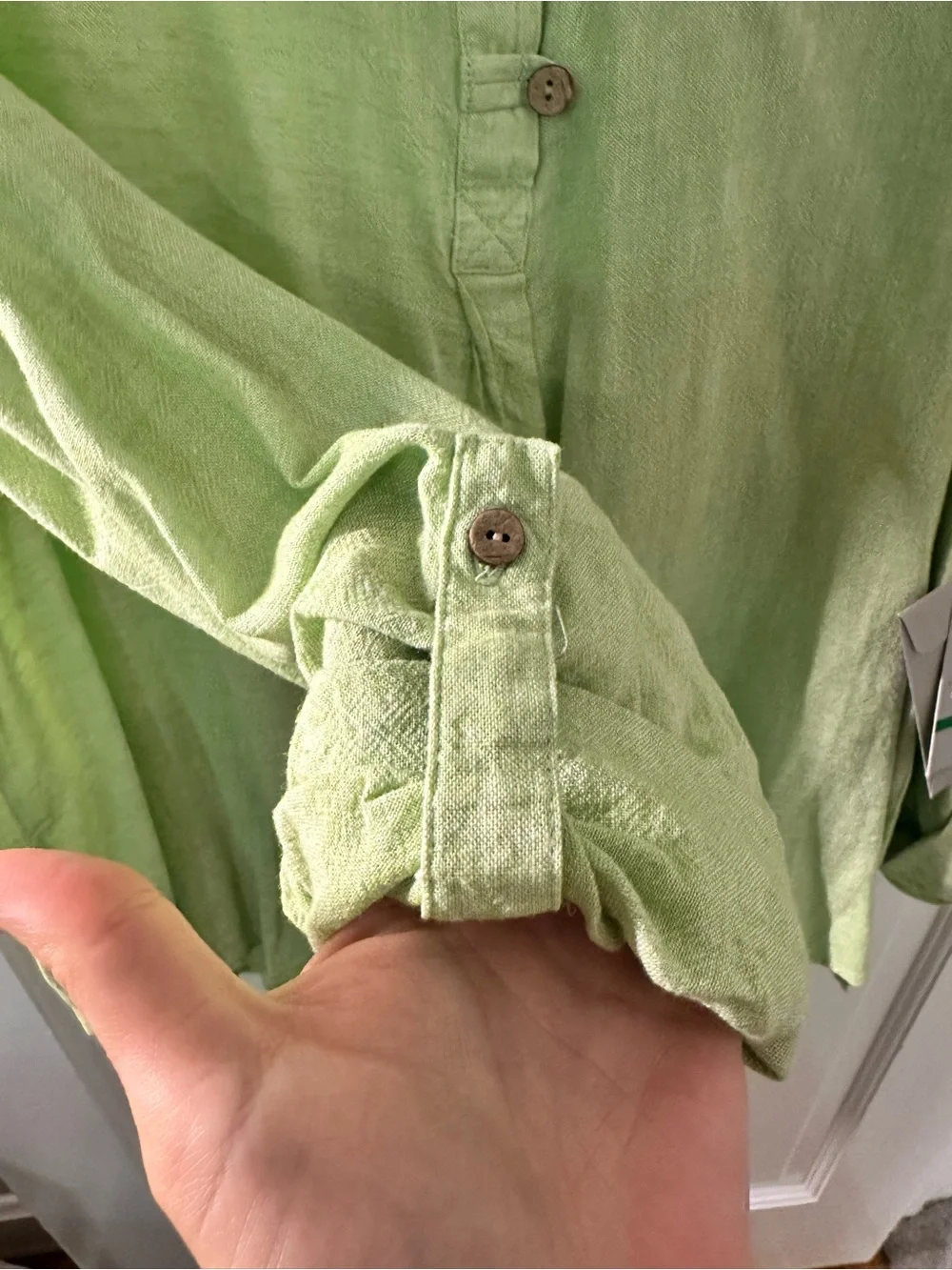 Multiples Light Lime Collared Button-Front Tunic - Picture 5 of 6